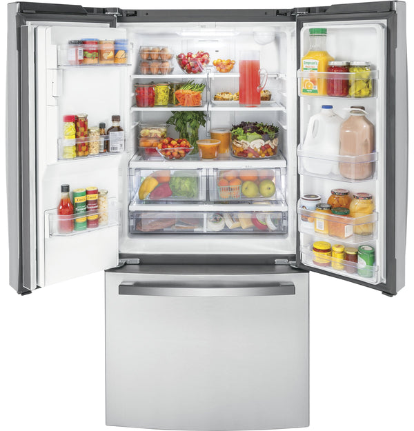 GE Counter-Depth 17.5-cu ft 3 -Door French Door Refrigerator with Ice Maker with Water and Ice Dispenser ( Stainless Steel ) ENERGY STAR Certified
