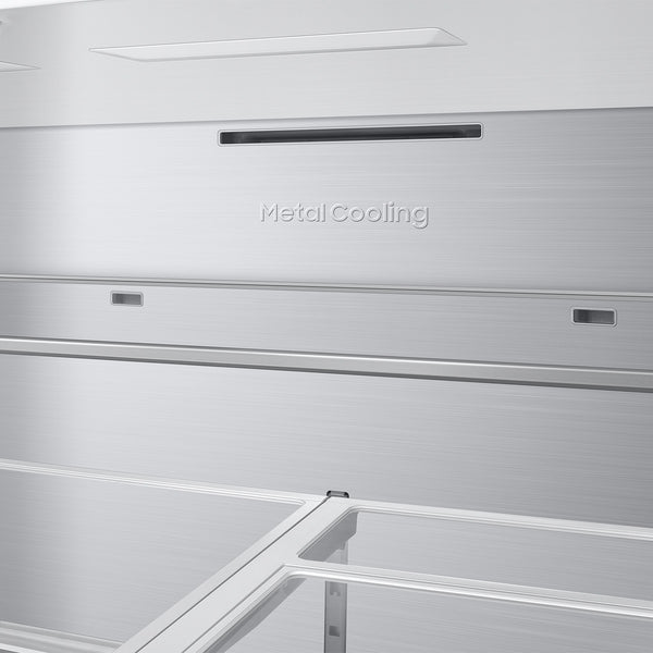 Samsung Bespoke Standard-Depth 28.6-cu ft 4 -Door Smart Compatible French Door Refrigerator with Dual Ice Maker with Water Dispenser and Door within Door ( Charcoal Glass Top with Stainless Steel Bottom Panels ) ENERGY STAR Certified