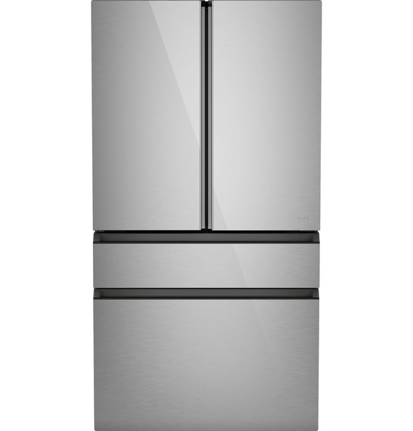 Cafe Counter-Depth 23.2-cu ft 4 -Door Smart Compatible French Door Refrigerator with Ice Maker with Water Dispenser ( Platinum Glass ) ENERGY STAR Certified
