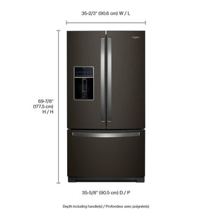 Whirlpool Standard-Depth 26.8-cu ft 3 -Door French Door Refrigerator with Dual Ice Maker with Water and Ice Dispenser ( Fingerprint Resistant Black Stainless ) ENERGY STAR Certified