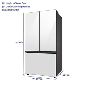 Samsung Bespoke Standard-Depth Beverage Center 30.1-cu ft 3 -Door Smart Compatible French Door Refrigerator with Dual Ice Maker with Water Dispenser and Door within Door ( White Glass - All Panels ) ENERGY STAR Certified
