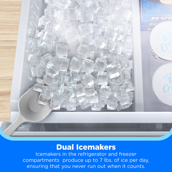 Midea Standard-Depth OneTouch Autofill 28.9-cu ft 3 -Door Smart Compatible French Door Refrigerator with Dual Ice Maker with Water and Ice Dispenser ( Stainless steel ) ENERGY STAR Certified