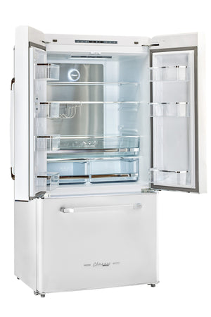 UNIQUE Classic Retro Counter-Depth 21.4-cu ft 3 -Door French Door Refrigerator with Ice Maker with Ice Dispenser ( Marshmallow White ) ENERGY STAR Certified