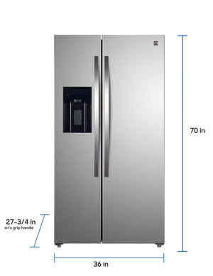 Kenmore 20-cu ft Counter-Depth Side-by-Side Refrigerator with Ice Maker ,Water and Ice Dispenser ( Stainless Steel ) ENERGY STAR Certified