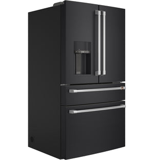 Cafe Standard-Depth 27.8-cu ft 4 -Door Smart Compatible French Door Refrigerator with Ice Maker with Water and Ice Dispenser ( Matte Black ) ENERGY STAR Certified