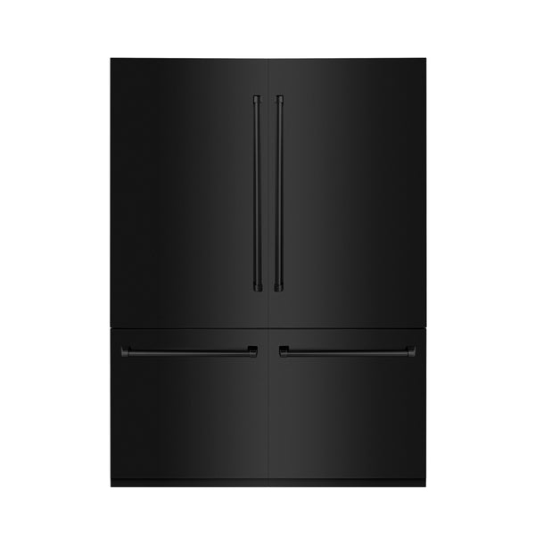 ZLINE KITCHEN & BATH Counter-Depth 32.2-cu ft 4 -Door Built-In French Door Refrigerator with Ice Maker with Water Dispenser ( Black Stainless Steel with Black Stainless Steel Panel ) ENERGY STAR Certified