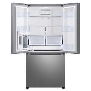 Samsung Standard-Depth Inner Beverage Center 24.5-cu ft 3 -Door Smart Compatible French Door Refrigerator with Dual Ice Maker with Water Dispenser ( Fingerprint Resistant Stainless Steel ) ENERGY STAR Certified