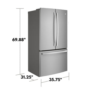 GE Profile Counter-Depth 23.1-cu ft 3 -Door French Door Refrigerator with Ice Maker with Water Dispenser ( Stainless Steel ) ENERGY STAR Certified