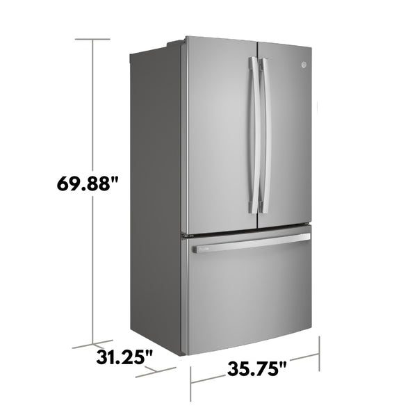 GE Profile Counter-Depth 23.1-cu ft 3 -Door French Door Refrigerator with Ice Maker with Water Dispenser ( Stainless Steel ) ENERGY STAR Certified