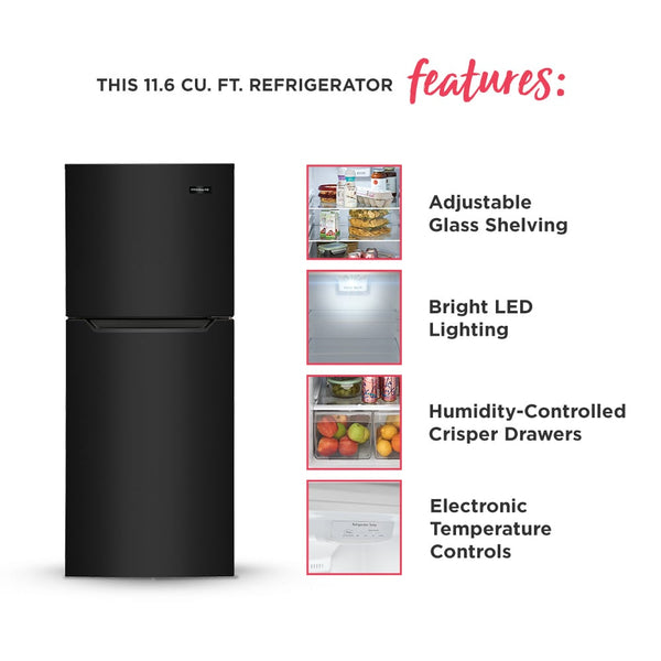 Frigidaire 11.6-cu ft Counter-Depth Top-Freezer Refrigerator ( Black ) Garage Ready ENERGY STAR Certified