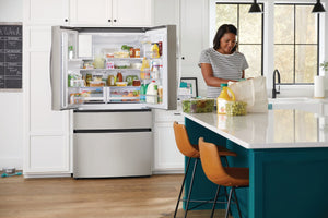 Frigidaire Counter-Depth 21.5-cu ft 4 -Door French Door Refrigerator with Ice Maker with Water and Ice Dispenser ( Smudge-Proof Stainless Steel ) ENERGY STAR Certified