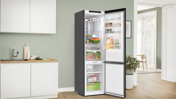 Bosch 800 Series 13-cu ft Counter-Depth Built-In Bottom-Freezer Refrigerator with Ice Maker ( Black ) ENERGY STAR Certified
