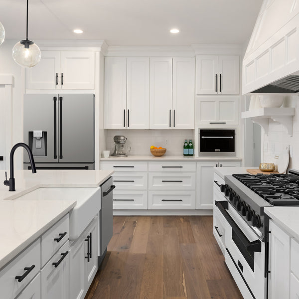 ZLINE KITCHEN & BATH Counter-Depth 21.6-cu ft 4 -Door French Door Refrigerator with Ice Maker with Water Dispenser ( Fingerprint Resistant Stainless Steel with Matte Black accent Handles ) ENERGY STAR Certified