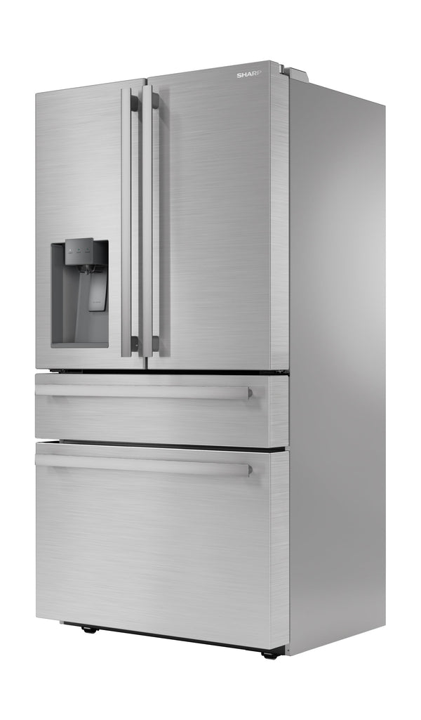 Sharp Counter-Depth 21.6-cu ft 4 -Door French Door Refrigerator with Ice Maker with Water and Ice Dispenser ( Stainless Steel ) ENERGY STAR Certified