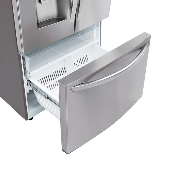 LG Standard-Depth 27.7-cu ft 3 -Door Smart Compatible French Door Refrigerator with Ice Maker with Water and Ice Dispenser ( Printproof Stainless Steel ) ENERGY STAR Certified