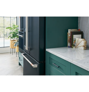 Cafe Counter-Depth 22.2-cu ft 3 -Door Smart Compatible French Door Refrigerator with Ice Maker with Water and Ice Dispenser ( Matte Black ) ENERGY STAR Certified