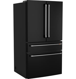 Cafe Standard-Depth 28.7-cu ft 4 -Door Smart Compatible French Door Refrigerator with Ice Maker with Water Dispenser ( Matte Black ) ENERGY STAR Certified