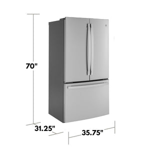 GE Counter-Depth 23.1-cu ft 3 -Door French Door Refrigerator with Ice Maker ( Stainless Steel ) ENERGY STAR Certified
