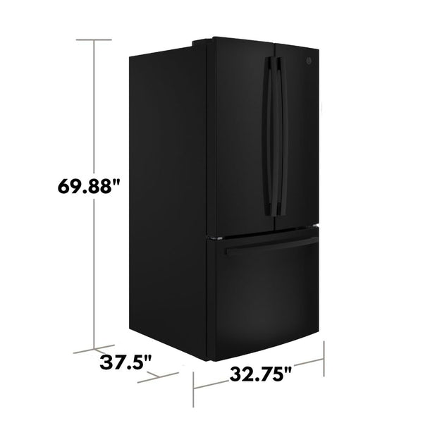 GE Standard-Depth 24.8-cu ft 3 -Door French Door Refrigerator with Ice Maker with Water Dispenser ( Black ) ENERGY STAR Certified