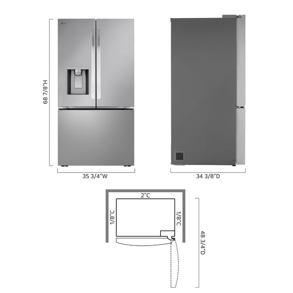 LG Standard-Depth Craft Ice 30.7-cu ft 3 -Door Smart Compatible French Door Refrigerator with Dual Ice Maker with Water and Ice Dispenser ( Stainless Steel ) ENERGY STAR Certified