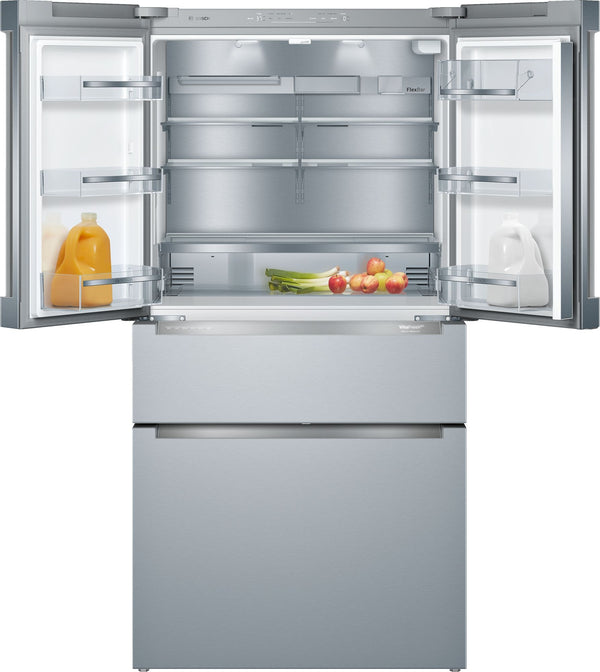Bosch Counter-Depth 800 Series 21-cu ft 4 -Door French Door Refrigerator with Ice Maker with Water Dispenser ( Stainless steel ) ENERGY STAR Certified