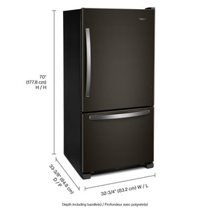 Whirlpool 22.1-cu ft Standard-Depth Bottom-Freezer Refrigerator with Ice Maker ( Fingerprint Resistant Black Stainless ) ENERGY STAR Certified