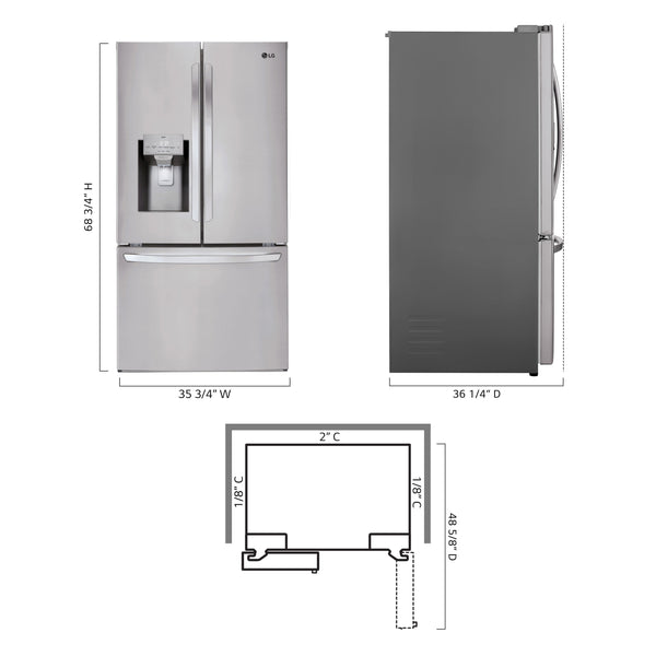 LG Standard-Depth 27.7-cu ft 3 -Door Smart Compatible French Door Refrigerator with Ice Maker with Water and Ice Dispenser ( Printproof Stainless Steel ) ENERGY STAR Certified