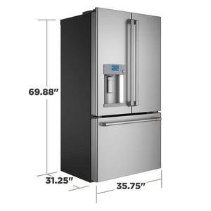 Cafe Counter-Depth Hot Water Dispenser 22.2-cu ft 3 -Door Smart Compatible French Door Refrigerator with Ice Maker with Water and Ice Dispenser ( Stainless Steel ) ENERGY STAR Certified