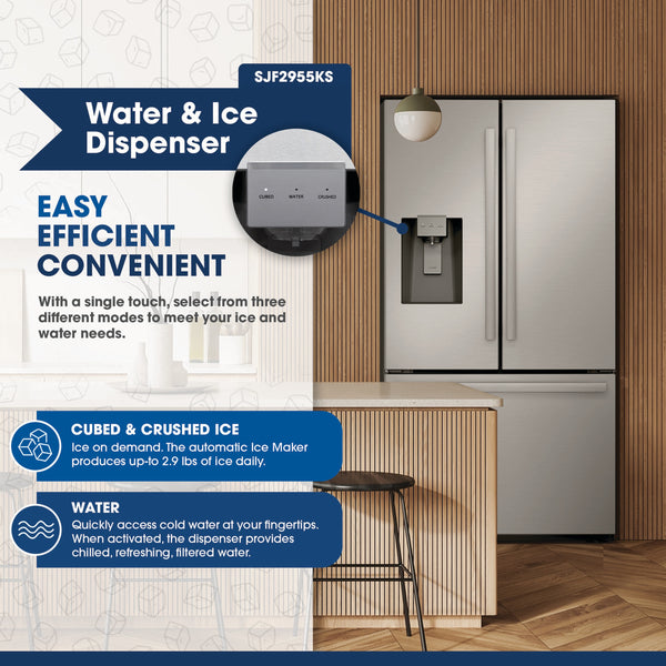 Sharp Standard-Depth 28.9-cu ft 3 -Door French Door Refrigerator with Ice Maker with Water and Ice Dispenser ( Stainless Steel ) ENERGY STAR Certified