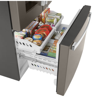 GE Standard-Depth 25.6-cu ft 3 -Door French Door Refrigerator with Ice Maker with Water and Ice Dispenser ( Slate ) ENERGY STAR Certified