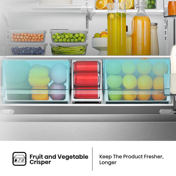 Hisense PureFlat Standard-Depth 25.6-cu ft 4 -Door Smart Compatible French Door Refrigerator with Ice Maker with Water and Ice Dispenser ( Stainless steel ) ENERGY STAR Certified