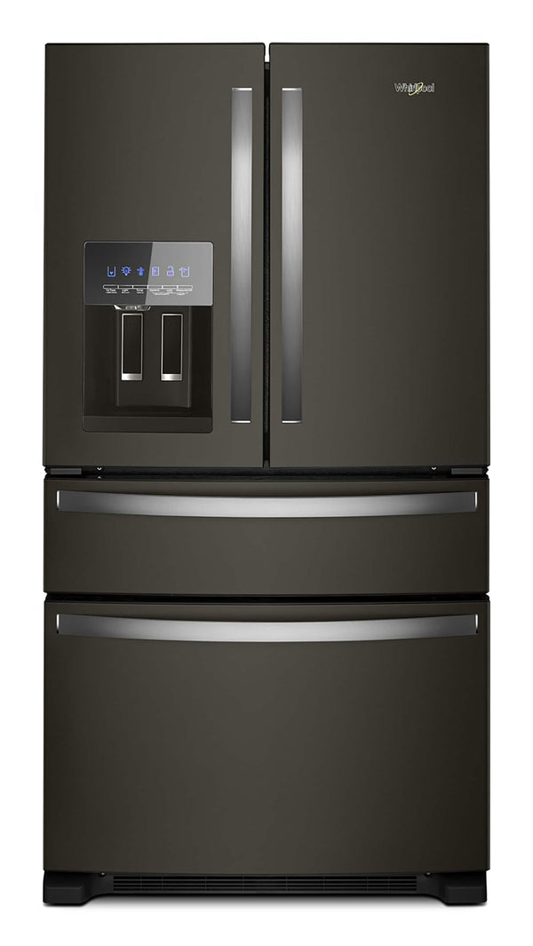 Whirlpool Standard-Depth 24.5-cu ft 4 -Door French Door Refrigerator with Ice Maker with Water and Ice Dispenser ( Black Stainless Steel ) ENERGY STAR Certified