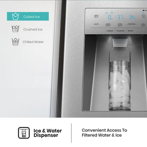 Hisense PureFlat Standard-Depth 25.6-cu ft 4 -Door Smart Compatible French Door Refrigerator with Ice Maker with Water and Ice Dispenser ( Stainless steel ) ENERGY STAR Certified