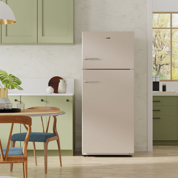 ConServ 18-cu ft Counter-Depth Top-Freezer Refrigerator with Ice Maker ( Cream )