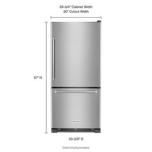 KitchenAid 18.67-cu ft Standard-Depth Bottom-Freezer Refrigerator Ice Maker Optional (sold separately) ( Stainless steel ) ENERGY STAR Certified
