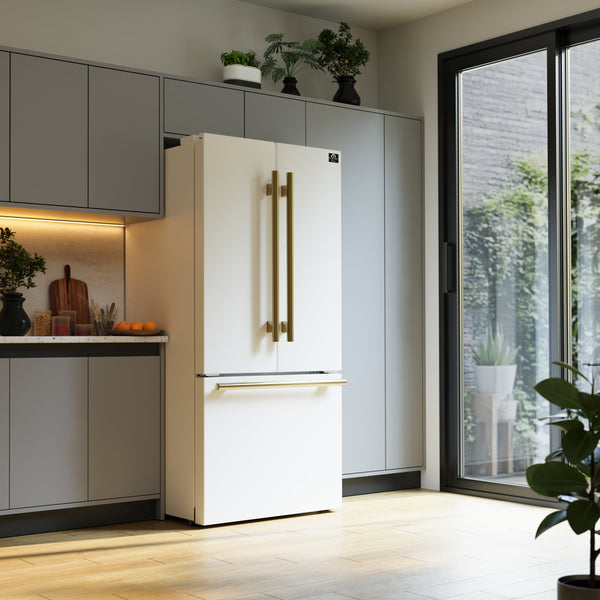 FORNO Counter-Depth Espresso Gallipoli 17.5-cu ft 3 -Door French Door Refrigerator with Ice Maker with Ice Dispenser ( White ) ENERGY STAR Certified