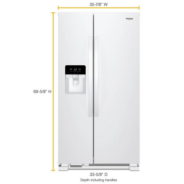 Whirlpool 24.6-cu ft Side-by-Side Refrigerator with Ice Maker ,Water and Ice Dispenser ( White ) ENERGY STAR Certified