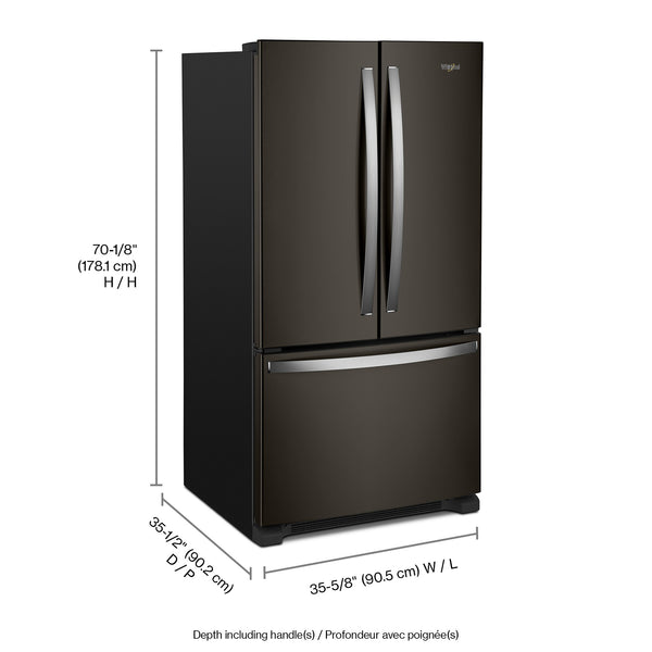 Whirlpool Standard-Depth 25.2-cu ft 3 -Door French Door Refrigerator with Ice Maker ( Fingerprint Resistant Black Stainless Steel ) ENERGY STAR Certified